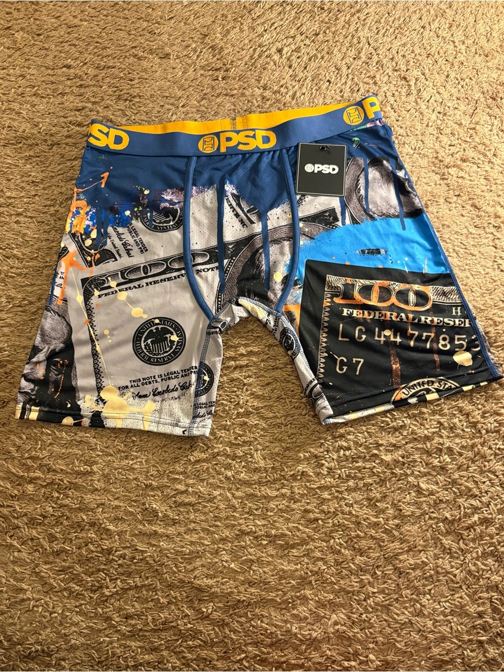 PSD Money Graphic Boxer Briefs in Blue and Yellow